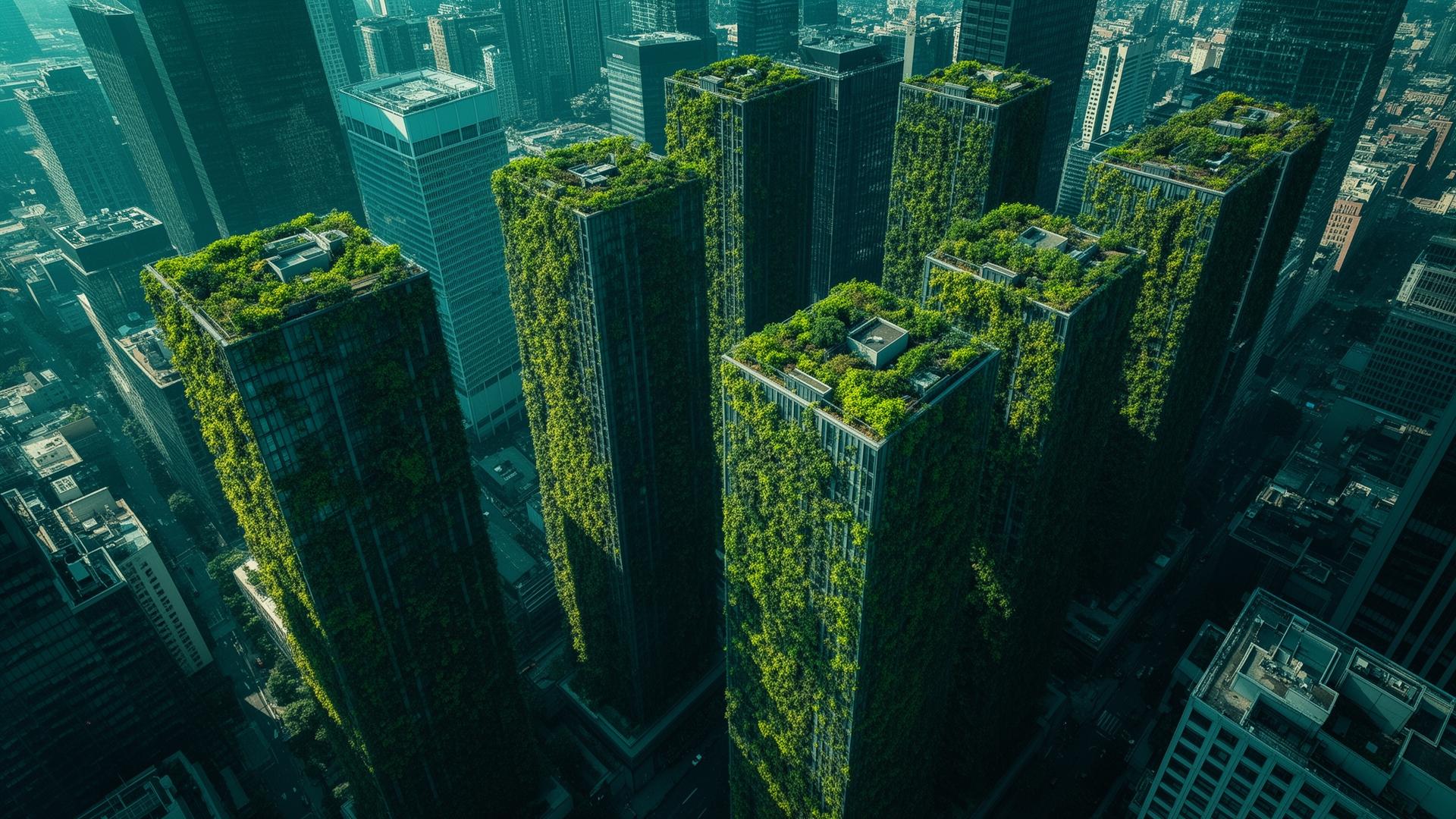 Vista aérea de cidade impactada por eventos climáticos extremos
